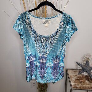 Lucky Brand X Holly Flock Blouse Womens‎ XSmall